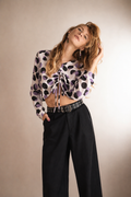 Mulberry Polka Dots Tie Front Blouse